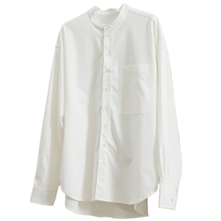 2025春夏文艺风立领白衬衫圆领衬衣长袖防晒衫轻薄天丝防皱上衣女