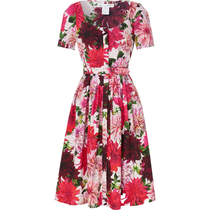 OSCAR DE LA RENTA 春夏女士配腰带花卉印花连衣裙