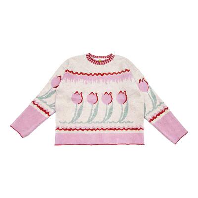 tanni2026年春新款温柔慵懒风郁金香套头针织衫毛衣TO31KN035A