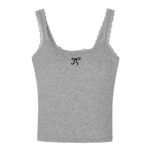 馨帮帮Bra 甜美蕾丝花边蝴蝶结吊带背心女带胸垫修身显瘦打底上衣