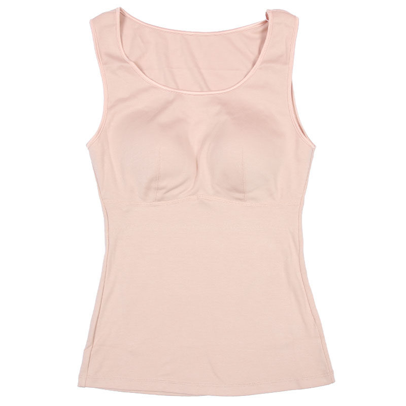 保温杯免穿文胸保暖背心女美体磨毛绒带杯秋冬打底懒人衣7006