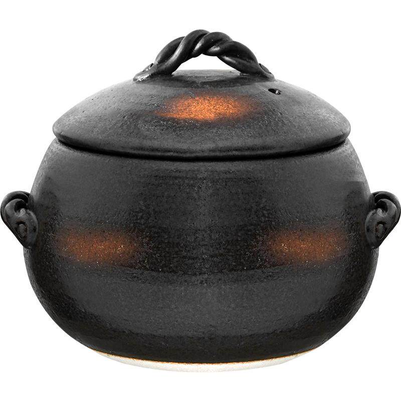 日本原装进口万古烧燃气老式土锅土釜砂锅炖肉煲汤黑釉米饭锅送礼