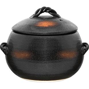 日本原装进口万古烧燃气老式土锅土釜砂锅炖肉煲汤黑釉米饭锅送礼