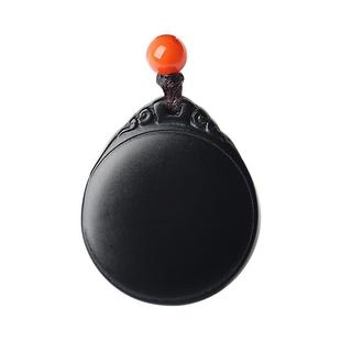 和田玉墨玉吊坠亲宝水晶天然和田玉平安无事牌项坠女男款玉石饰品