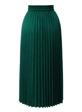颜域丝绒百褶裙大码女装2023新款冬季墨绿色裙子气质复古半身裙女