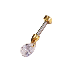 水滴耳骨钉韩国新品ins风小清新粗杆耳蜗水钻耳钉精致平头耳骨钉