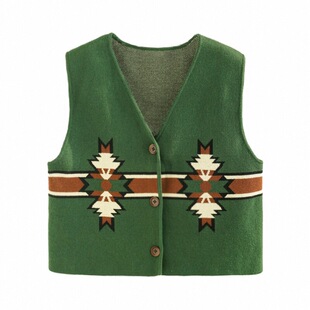 砚台家女童针织开衫背心儿童森系马甲春秋装新款女宝坎肩纯棉上衣