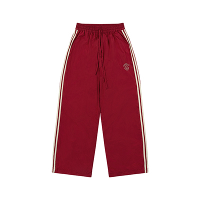 GOODBAI athletic学院logo印花抽绳撞色织带阔腿收口休闲裤