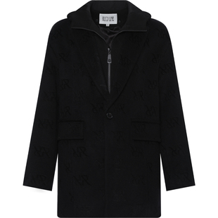 【绵羊毛】Ruco Line如卡莱男毛呢大衣呢子中长款连帽外套