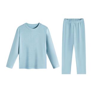 安踏儿童睡衣薄绒纯色家居服套装秋冬2025男童柔软打底衫保暖内搭