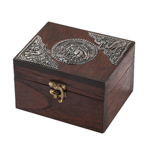 泰国实木首饰盒带锁复古轻奢饰品戒指手镯耳钉耳环头饰收纳储物盒