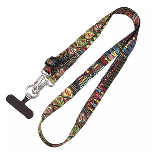 高端挂绳复古图腾斜挎背带长款可背可调节防丢手机壳手机挂脖绳子
