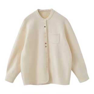 2025春秋冬新品羊毛圈圈肌理毛呢布休闲文艺显瘦长款萝卜裤套装