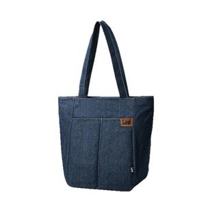 Lee官方丹宁牛仔托特包女生大容量单肩包户外通勤包收纳袋腋下包
