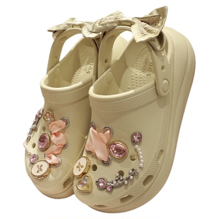 Crocs洞洞鞋卡骆驰女鞋浮花梦影泡芙厚底户外沙滩凉拖鞋211534