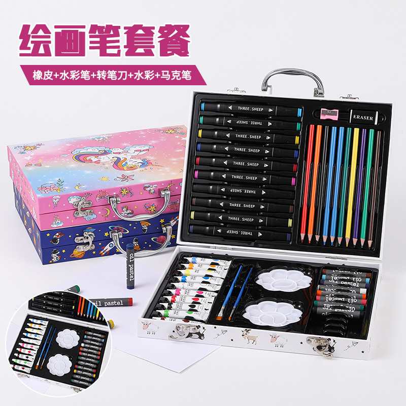 动物王国画笔套装礼盒绘画套装文具用品马克笔美术学生涂鸦笔68PC