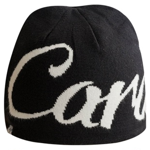 潮牌字母双面戴针织帽女美式街头风套头帽冷帽防寒保暖毛线帽子男