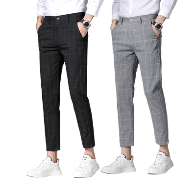 创流九分裤格子国潮青春夏季潮男