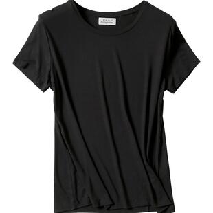 莫代尔短袖t恤女士修身显瘦2025夏季新款白色打底衫冰丝体恤上衣