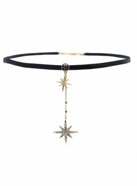 m家气质六芒星流苏女黑色项链