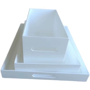 白色亚克力抽屉定制橱柜内收纳盒置物架厨房拉篮底部免钉轨道托盘