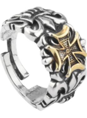 pdstyle复古风宽戒指朋克十字架