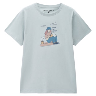 佐丹奴T恤女装纯棉印花圆领针织短袖T恤 13396305