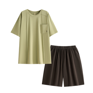 家乐芬睡衣男士夏季夏天夏款莫代尔棉大码休闲短袖短裤家居服男款