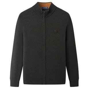 [100%重磅羊毛]梦特娇男士纯羊毛开衫冬装拉链立领毛衣保暖外套J