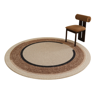 赛波斯云回进口羊毛圆形地毯原木中古风轻奢高级感卧室衣帽间客厅