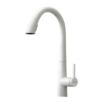 箭牌奶油风雅白色厨房抽拉龙头