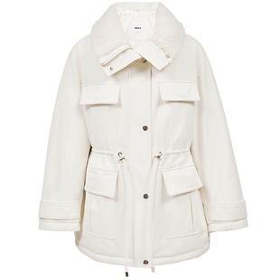 ONLY2025冬季新款90白鸭绒工装立领收腰羽绒服女外套派克服毛领