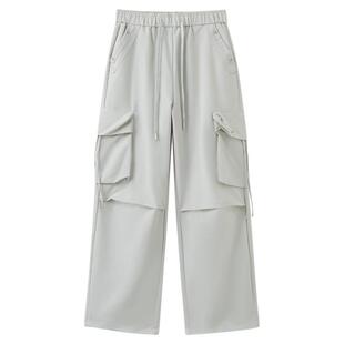 快鱼女士休闲裤2025夏季新款宽松直筒运动休闲舒适工装休闲裤下装