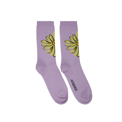 双装紫色花卉小众袜子
