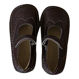 允儿妈女童春季新款纯牛皮镂空方口小皮鞋宝宝幼儿园时尚软底鞋潮