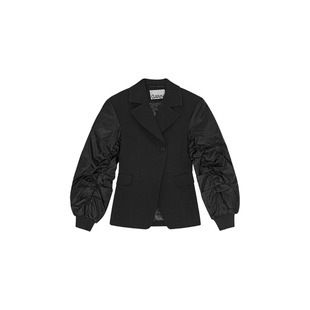 GANNI女装 拼接收腰休闲西装夹克短外套W0244099