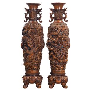 龙凤花瓶摆件一对客厅电视柜旁边落地装饰工艺品公司开业乔迁礼物