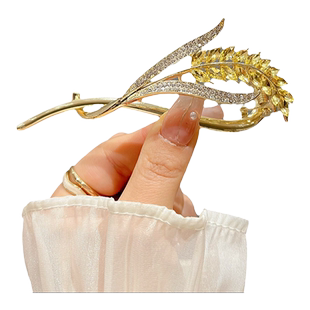 气质麦穗水钻扭扭夹后脑勺盘发一字夹横夹外出百搭青蛙扣发夹头饰