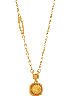 沙金碎碎冰大小方糖吊坠项链