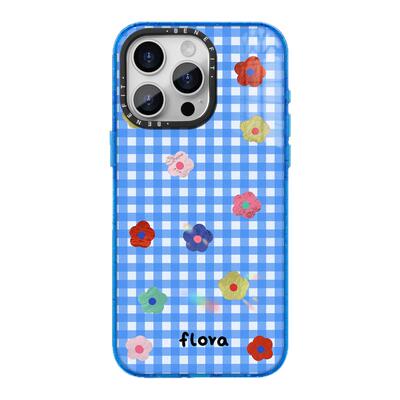 benefit清新蓝格彩色小花17适用于iphone16promax苹果15PRO晶盾磁吸手机壳13新款14套12冰川纹防摔彩色边框