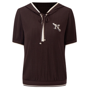 【醋纤】NAERSI/娜尔思简约轻运动短袖上衣春秋季新款舒适T恤女