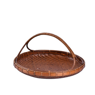 新手工竹编篮复古小花篮老式篮子果篮收纳篮提篮水果盘插花器竹篮