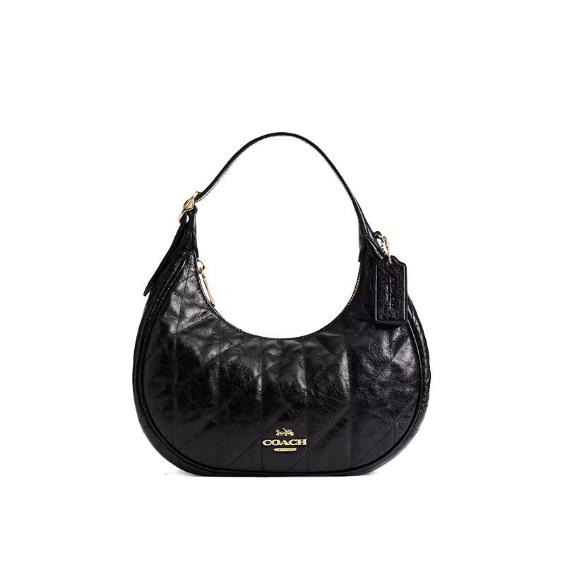 COACH/蔻驰官方奥莱款女Emily菱格纹皮革单肩包手提包半月包CDX21