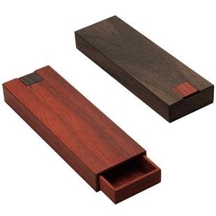 红木文具盒抽拉日式实木钢笔盒机关收纳盒木制铅笔盒木质复古笔盒