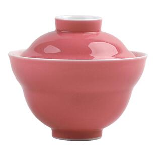 挑雪手工茶具胭脂红折腰盖碗葫芦高足二才碗110ml景德镇陶瓷纯色