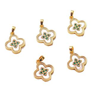 14k铜镶天然贝母保色云母四叶草吊坠diy手工饰品手链项链耳饰配件