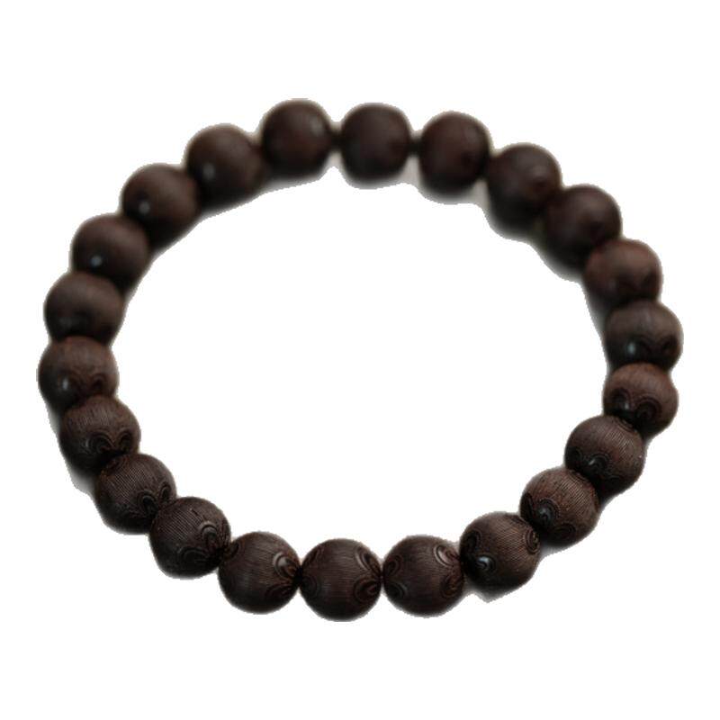 【好运莲莲】新中式印度小叶紫檀手串7mm+雕刻莲花纹单圈男女招财