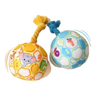 磨牙耐咬毛绒幼犬玩具绳结铃铛发声狗狗玩具球蓝拔河拉扯消耗体力