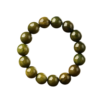 纯天然老料绿檀木文玩手串