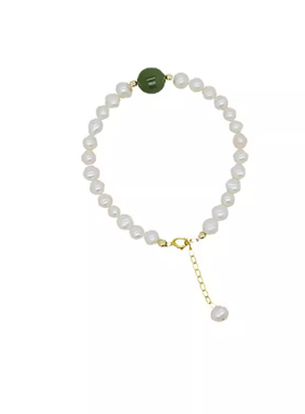 青黛海棠独立设计碧玉珍珠手链